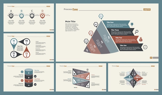 Gratis vector zes finance charts slide templates set