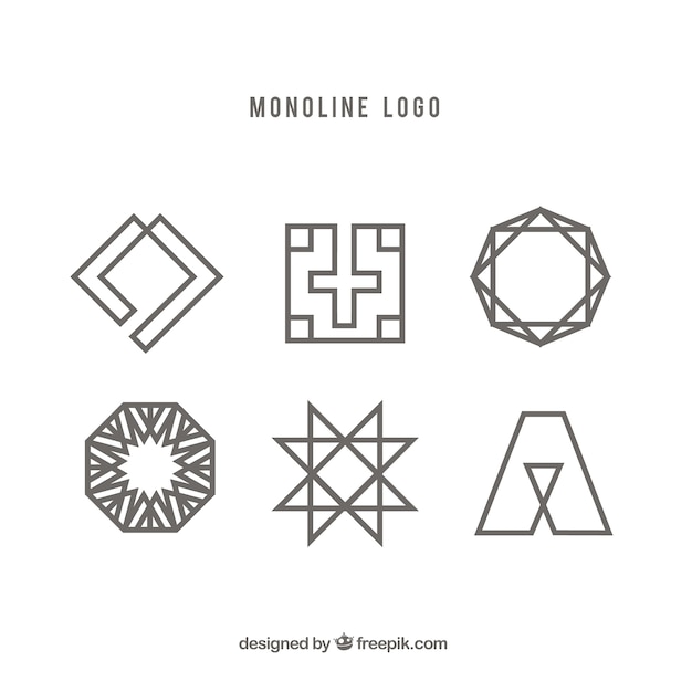 Zes geometrische monoline-logo's