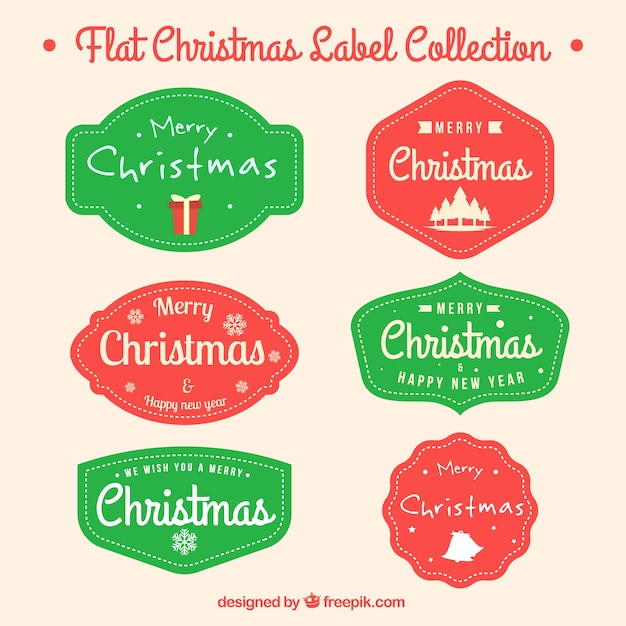 Zes kerst labels