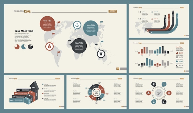 Gratis vector zes logistiek slide templates set