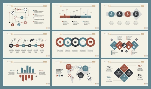 Zes logistieke grafieken slide templates set