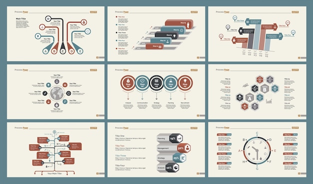 Zes planning slide templates set