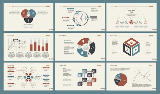 Gratis vector zes statistiek slide templates set