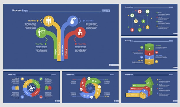 Zes statistiek slide templates set