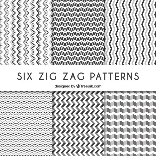 Zes zig-zag patronen