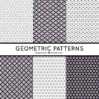 Gratis vector zes zwarte en witte patronen met geometrische vormen