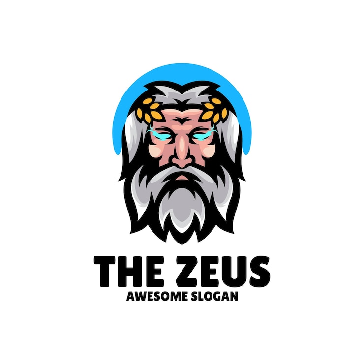 Gratis Vector zeus mascotte illustratie logo ontwerp