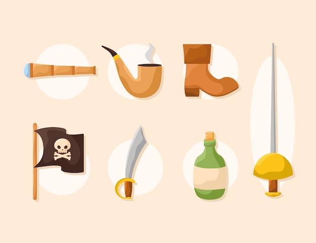 Gratis vector zeven piratenitems