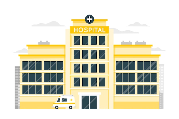 Gratis vector ziekenhuis gebouw concept illustratie