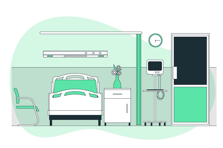 Gratis Vector ziekenhuis kamer concept illustratie