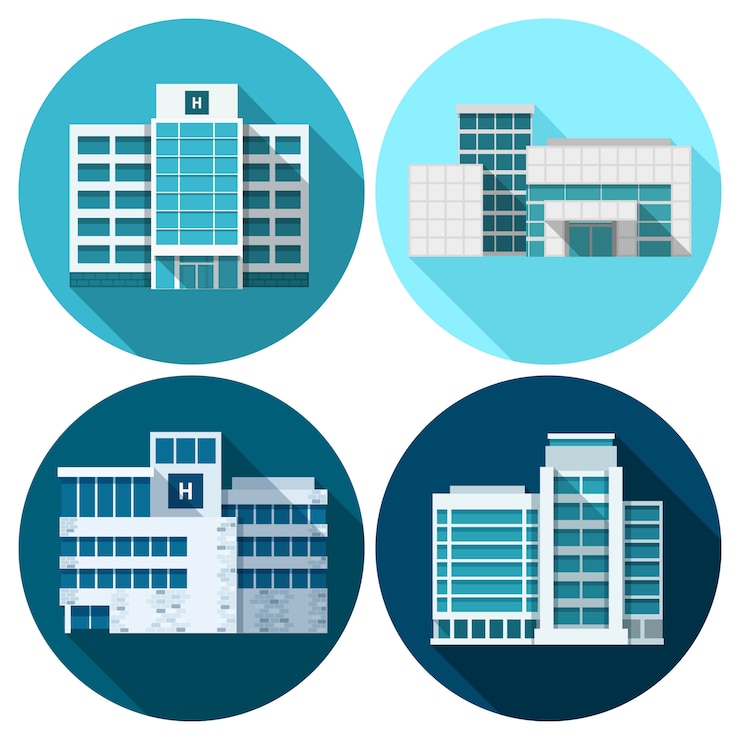 Gratis Vector ziekenhuisgebouwen flat