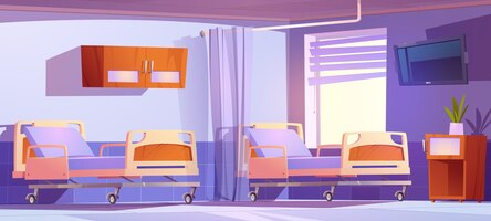 Gratis vector ziekenhuiskamer met moderne medische beddenkamer