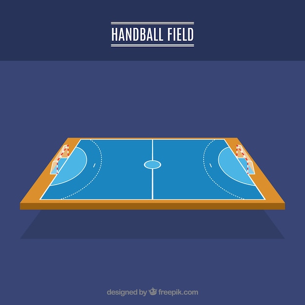 Zijaanzicht handbal veld ontwerp