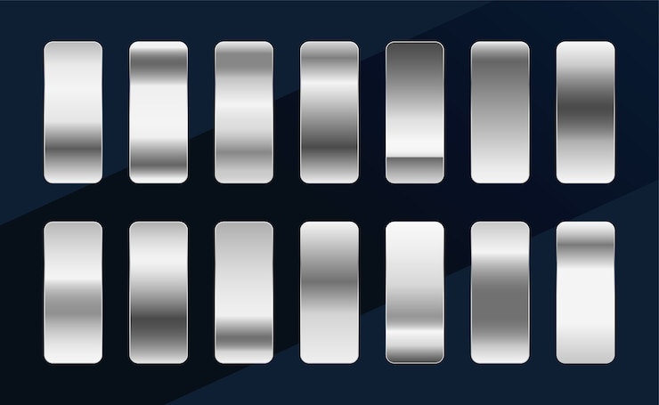 Gratis Vector zilver chroom platina of aluminium metallic verlopen