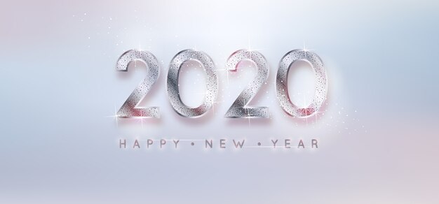 Zilveren achtergrond nieuw jaar 2020