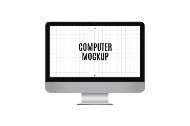 Gratis vector zilveren computer in vooraanzichtmodel