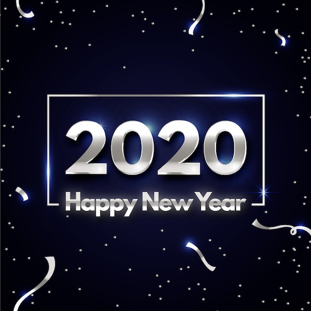 Zilveren nieuwe jaar 2020 achtergrond