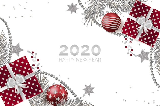 Zilveren nieuwe jaar 2020 achtergrond