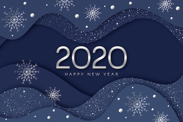 Gratis vector zilveren nieuwjaar 2020 achtergrondconcept