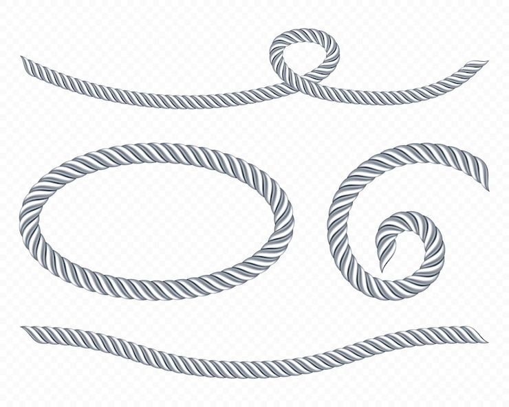 Gratis Vector zilveren touwen, frame van getwijnde touwen