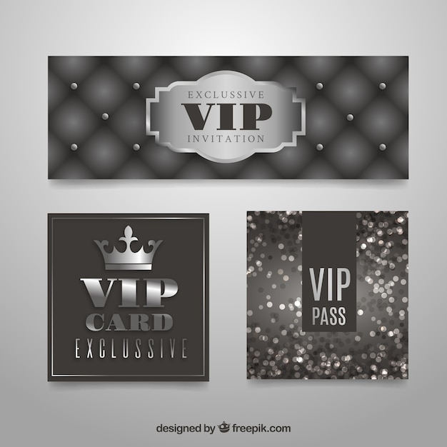 Gratis vector zilveren vip-kaarten