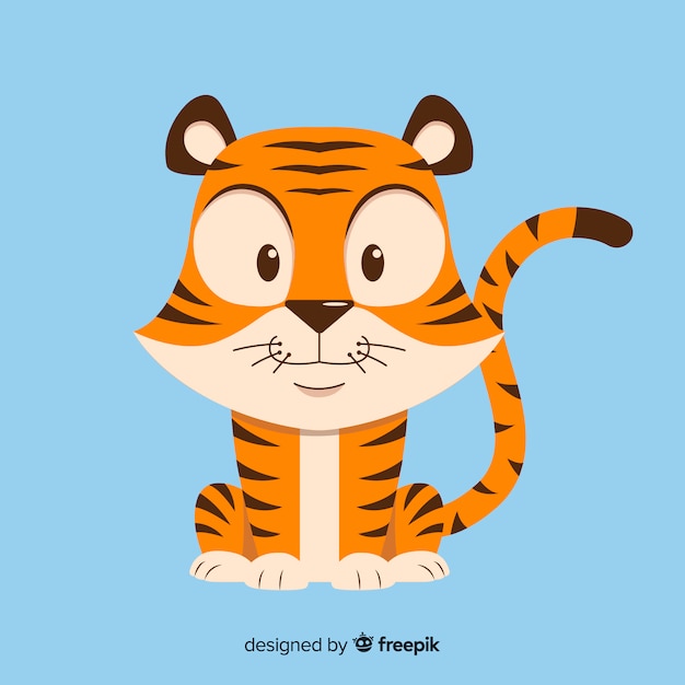 Gratis vector zittend tijger achtergrond