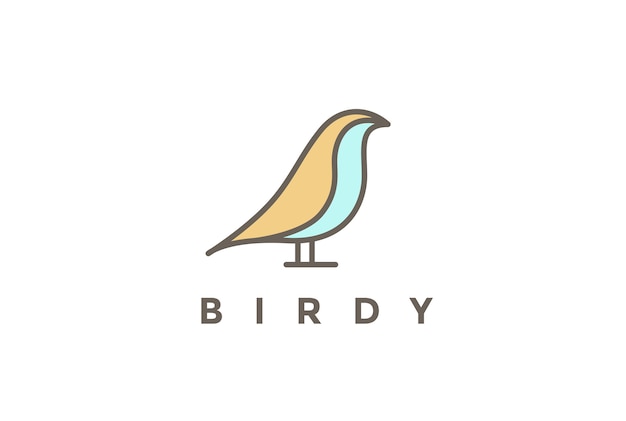 Gratis vector zittende vogel logo lineaire stijl geïsoleerd op wit