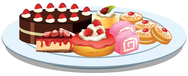 Gratis vector zoet bakkerijdessert met aardbei