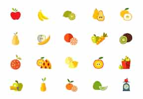 Gratis vector zoet fruit icon set