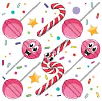 Gratis vector zoet snoep en lolly naadloos patroon