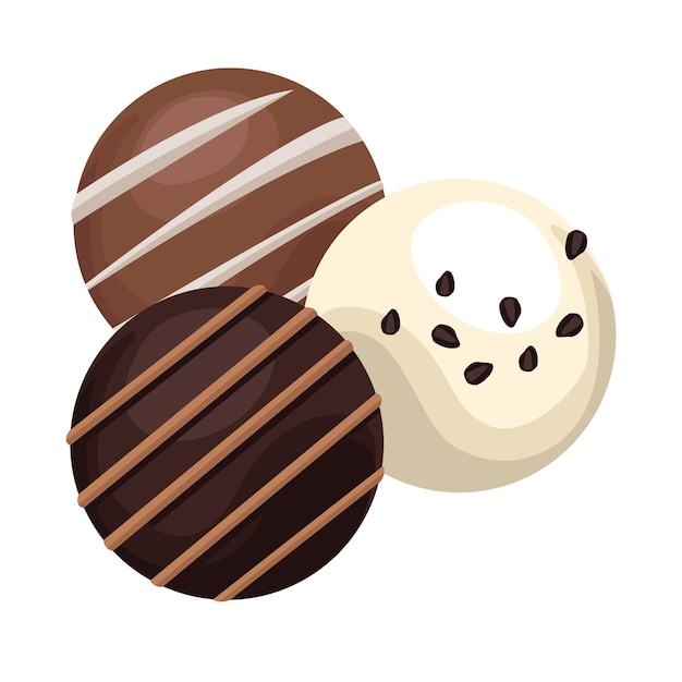 Gratis vector zoete chocolade snoepjes pictogram geïsoleerd