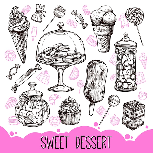 Gratis vector zoete dessertset