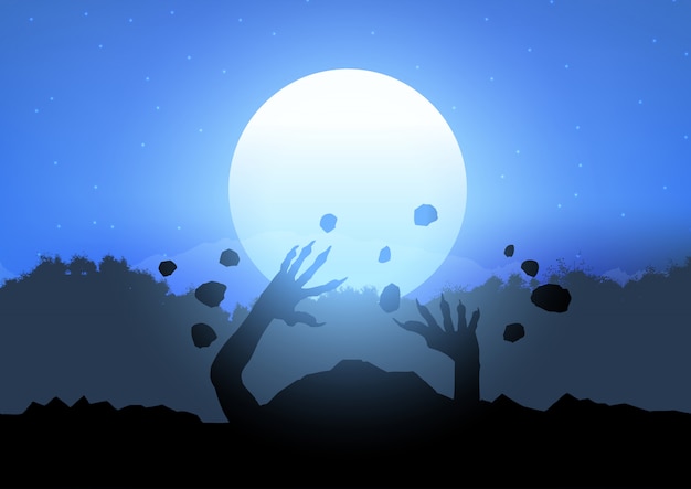 Gratis vector zombie die van grond losbarst