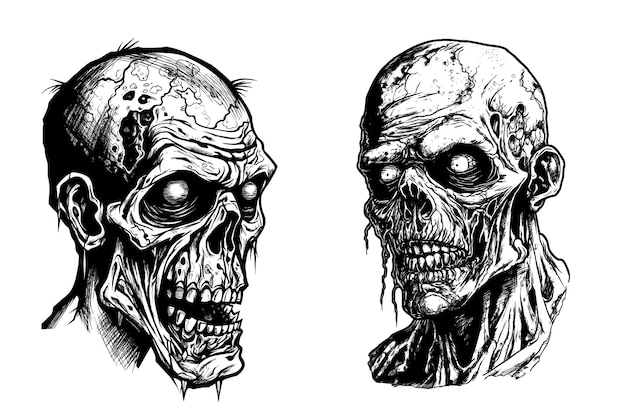 Gratis vector zombie hoofd logo ontwerpset