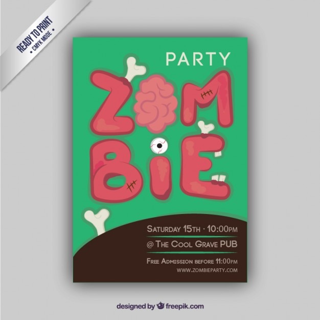 Gratis vector zombie partij flyer