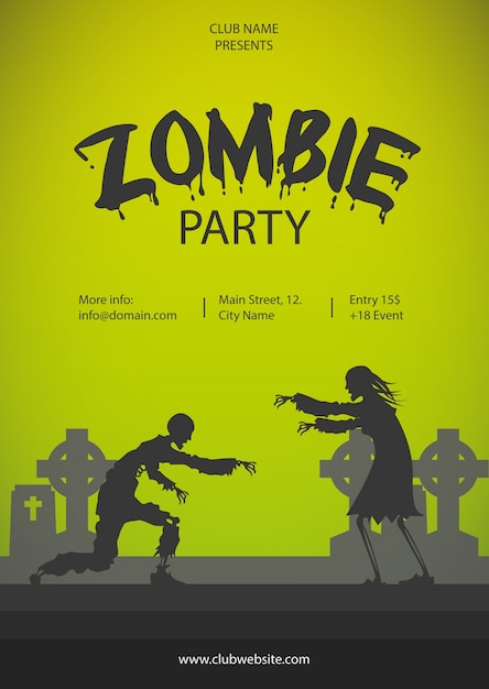 Gratis vector zombie partij flyer