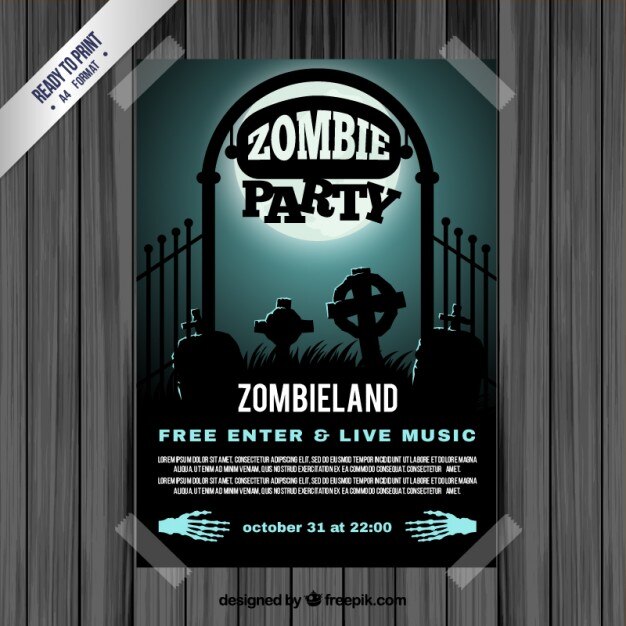 Gratis vector zombie partij flyer