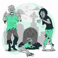 Gratis vector zombies concept illustratie