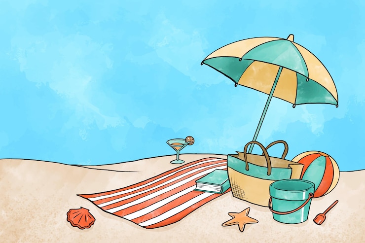 Gratis Vector zomer achtergrond in waterverf