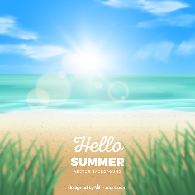 Gratis vector zomer achtergrond met strandlandschap