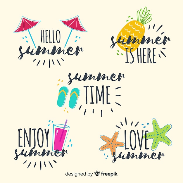 Gratis vector zomer badge collectie