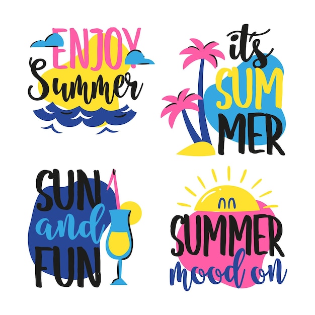 Gratis vector zomer belettering badges