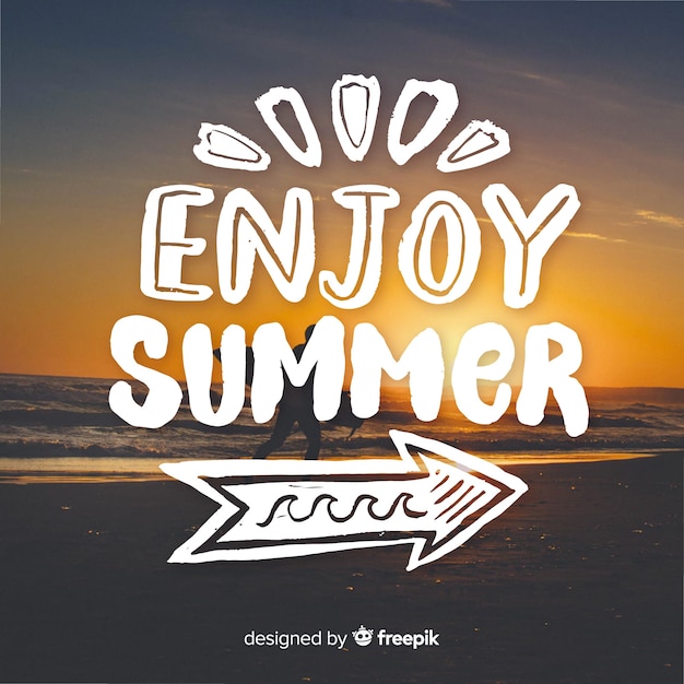 Gratis vector zomer belettering met foto