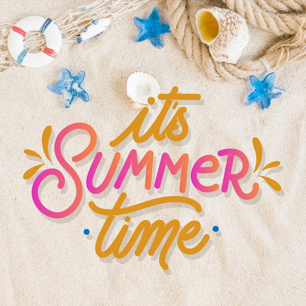 Gratis vector zomer belettering met foto