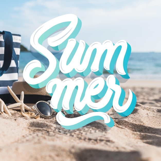 Gratis vector zomer belettering met foto