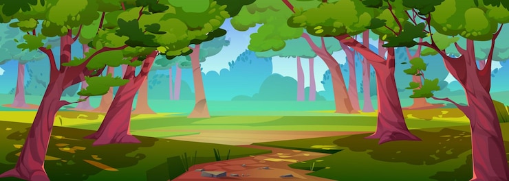 Gratis Vector zomer bos natuur landschap groen park