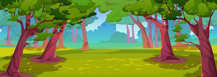Gratis Vector zomer bos natuur landschap zonnig groen park