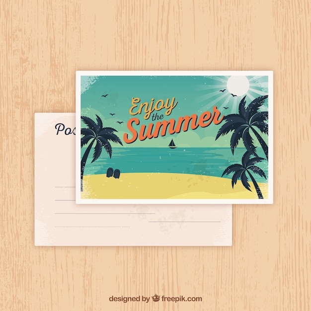 Gratis vector zomer briefkaart in retro stijl