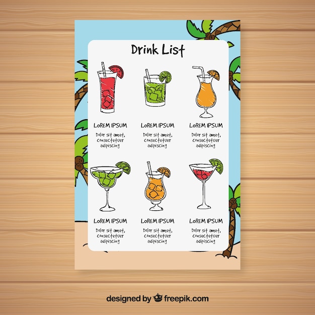 Zomer cocktailmenu