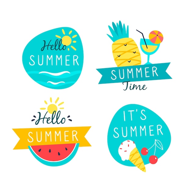 Gratis vector zomer etiketten instellen